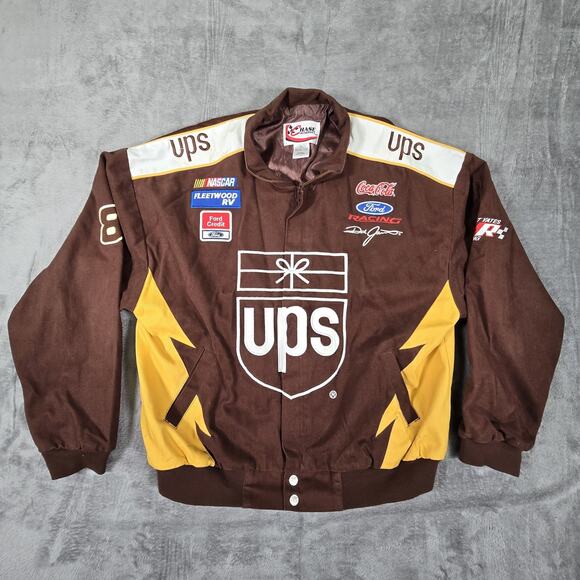 Vintage Chase Authentics Dale Jarrett UPS Racing Jacket Coat Nascar Men's Sz XL